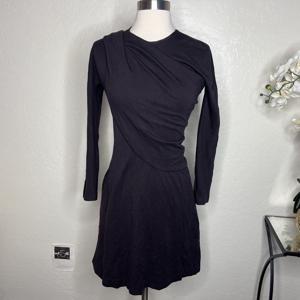 Jil Sander Womens Long Sleeve Shoulders Zip Dark Purple Dress IT 34